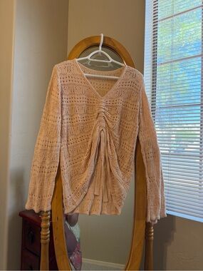 Source Unknown Peach Crochet Swim Coverup
